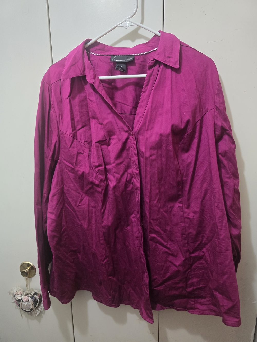 Lane Bryant Bright Magenta Button-Front Shirt